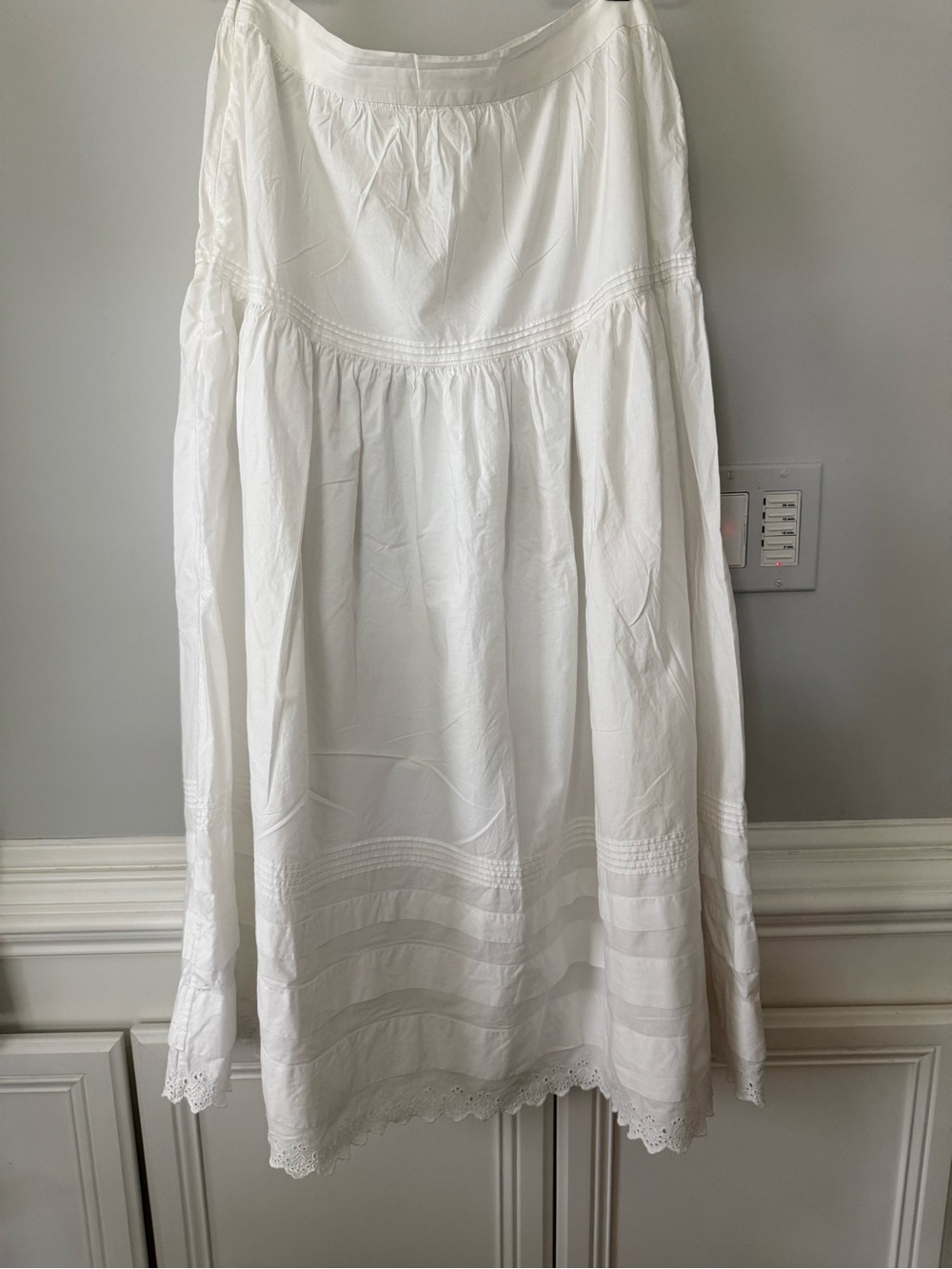 Doen White Tiered Midi Skirt with Eyelet Trim - Picture 5 of 6